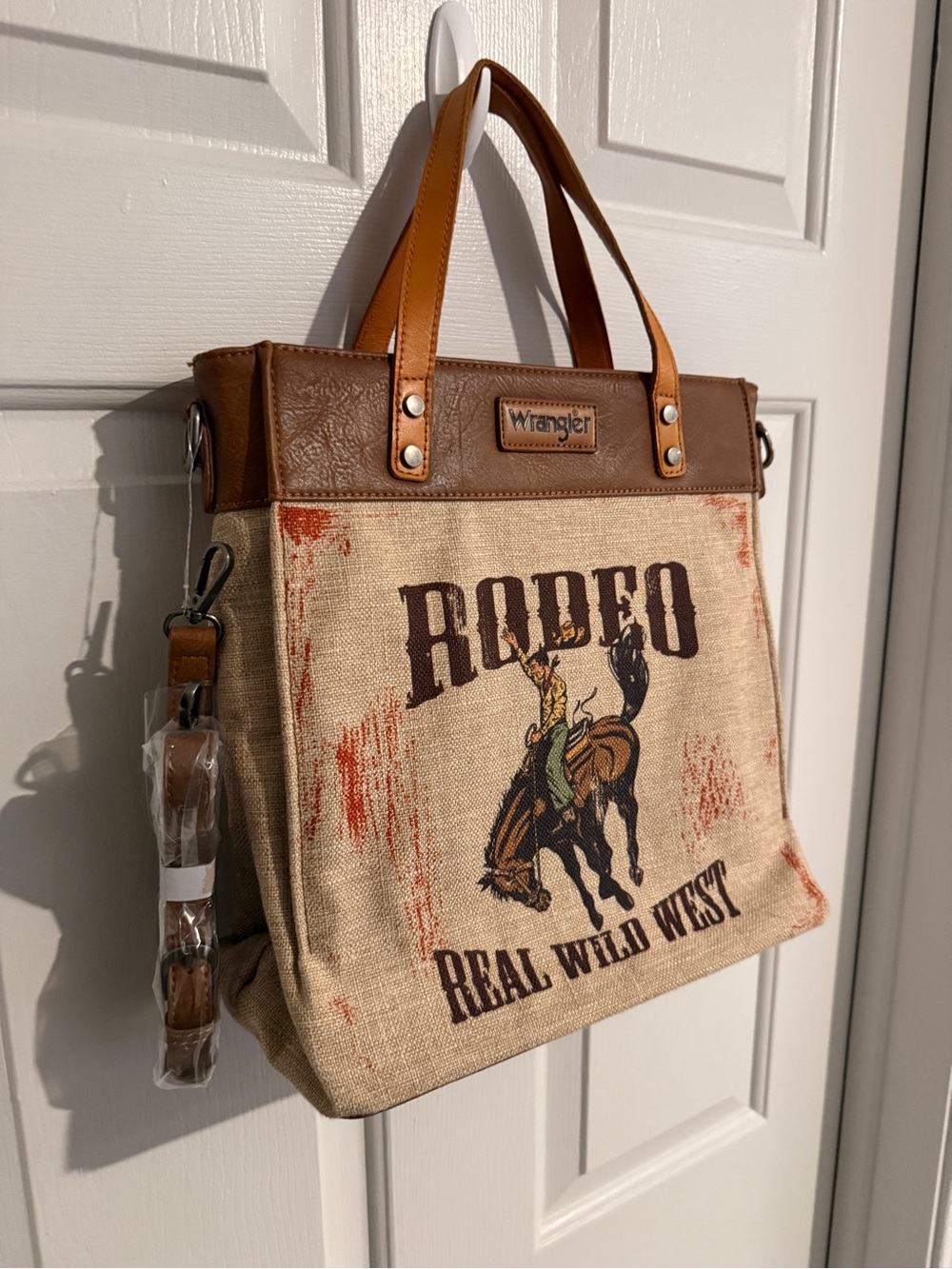 Wrangler Brown & Tan Rodeo Canvas Large Bag